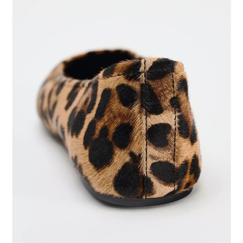 ANIMAL PRINT LEATHER BALLET FLATS - LEOPARD CHEETAH SHOES - 100% GENUINE LEATHER - Picture 4 of 6